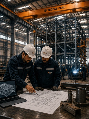 Equipo técnico trabajando en una solución industrial